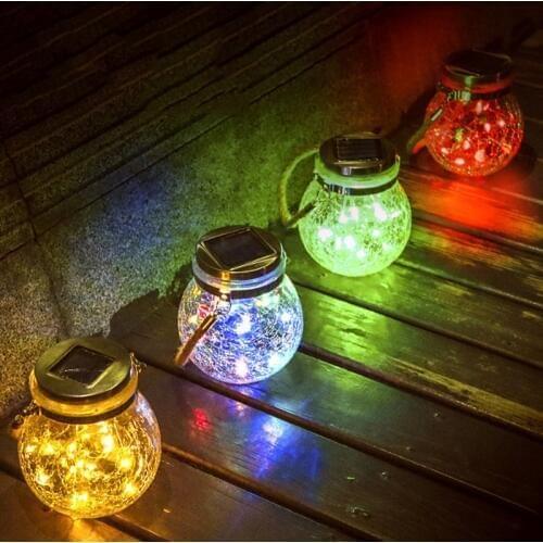30 LED Solar Garden Light Crack Ball Glass Mason Jar Night Light Lanterns For Courtyard Patio Garden Wedding Table Decoration