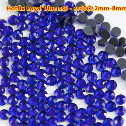 Blue Strass 1440pcs/bag 2mm - 6mm Royal Blue/Lake Blue Flatback Glass Crystals DMC Hotfix Rhinestones ss6 ss10 ss16 ss20 ss30