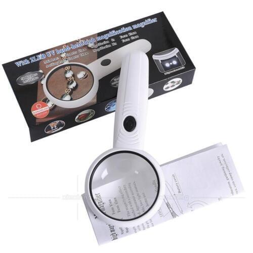 6X 12X 65mm 14mm Lens LED Illuminated Handheld Office Reading Magnifier Magnifying Glass Loupe with Banknote checking Function