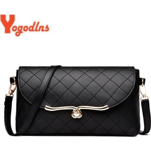 Yogodlns 2021new lock Flap Bag shoulder messenger crossbody bags diamond lattice women satchel joker leisure black bag