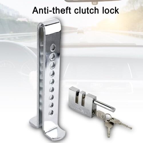 Car Clutch Lock Universal Auto Brake Pedal Lock Throttle Accelerator Security Steel Stainless Anti-Theft Tool Pedal Lock