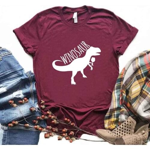 Winosaur dinosaur Print Women Tshirts Cotton Casual Funny t Shirt For Lady Yong Girl Top Tee Hipster FS-188