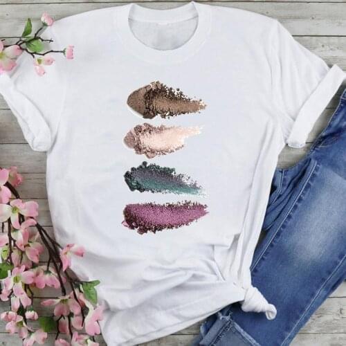 Women Graphic Make Up Travel Lovely Ladies 90s Cartoon Fashion Summer Female Clothes Print Short Sleeve Tops Tees Tshirt T-Shirt