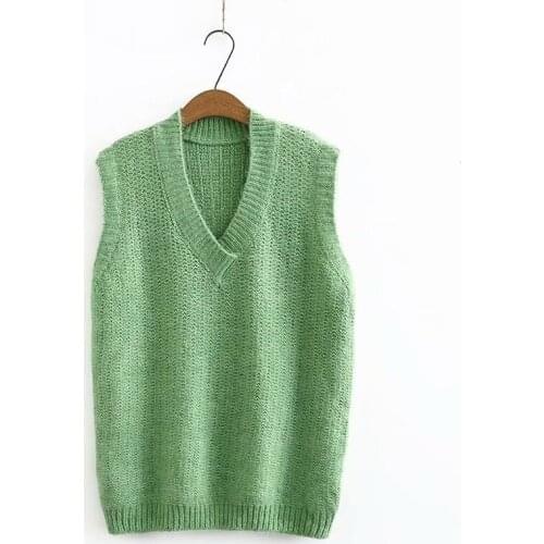 Plus Size Womens V-neck Spring Autumn Vest Casual Knitted Cute Outerwear