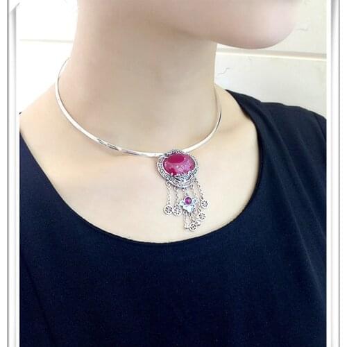 Natural Red Jade Tassel Pendant 100% Real 925 Sterling Silver Necklaces Women Trendy Handmade Vintage Coin Fine Jewelry Gifts