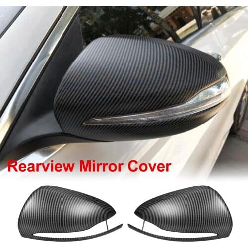 1 Pair-Car Rearview Mirror Cover Vehicle Mirror Case ABS Carbon striation Caps Shell Replacement for Mercedes-Benz Universal