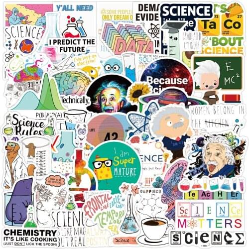 10/50pcs Fashion Science Laboratory Chemical Math Symbol Style Mix Stickers for Fridge Phone Laptop Suitcase Skateboard Sticker