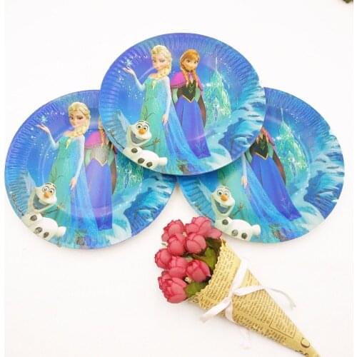 10pcs/set 7inch Elsa And Anna Plate kids Birthday Party Decoration Children Party Supplie Theme Festival Supply Party Set