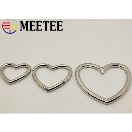 10pcs Meetee Alloy Heart Rings Buckles Metal Button for Girls Necklace Choker Leather Jewelry Garter Belt Making Accessories