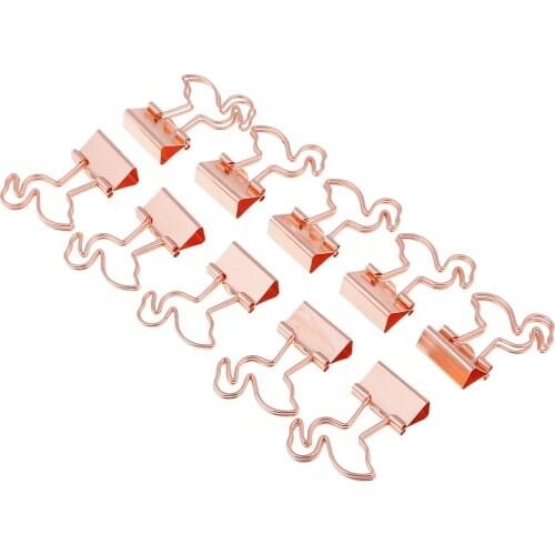 10 Pieces Cute Flamingo Metal Foldback Binder Clips Stationary Paper Clips 35 x 27 mm / 1.38 x 1.06 inch