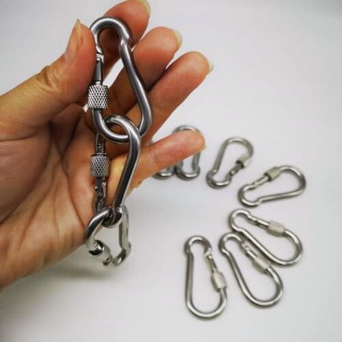 10pcs M5 Ring Shape Carabiner Spring Snap Key Chain Clip Hook Screw Lock Outdoor Buckle