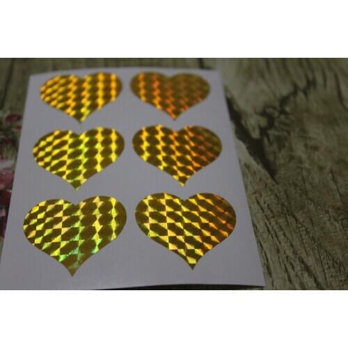 3.8cm Gold Hologram love heart sticker Hologram Stickers Holographic Stickers