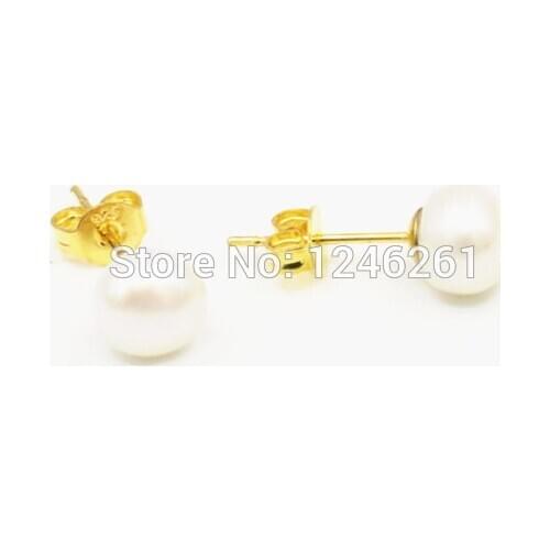 Accessories White Natural Freshwater Pearl Lucky Beads Earrings Pearl Stud Earrings Chain Girl Jewelry Making Design Women 6-7mm