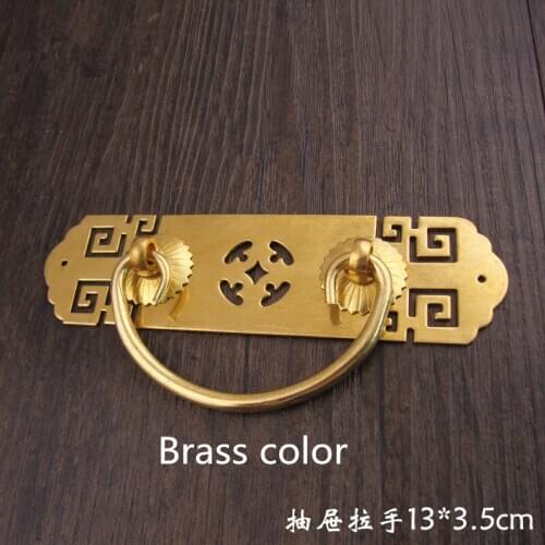 Pure copper antique handle furniture cabinet door bookcase drawer pure copper embossed handle Vintage desk top cabinet handle