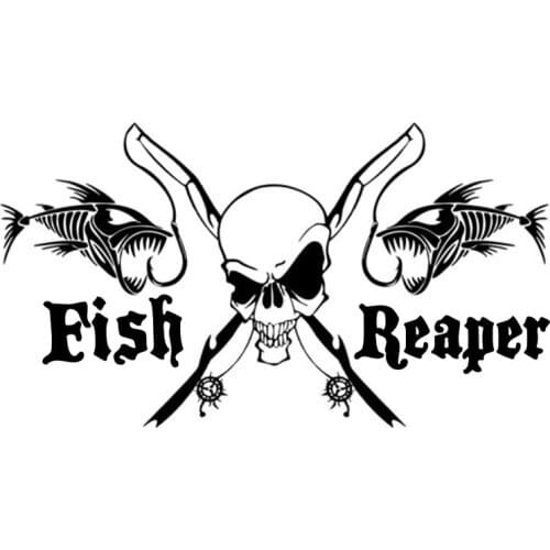 Car Sticker Creative Fishing Skeleton Skeleton Grim Reaper Car Decal Creative Sunscreen Waterproof Black/White, 20cm*11cm