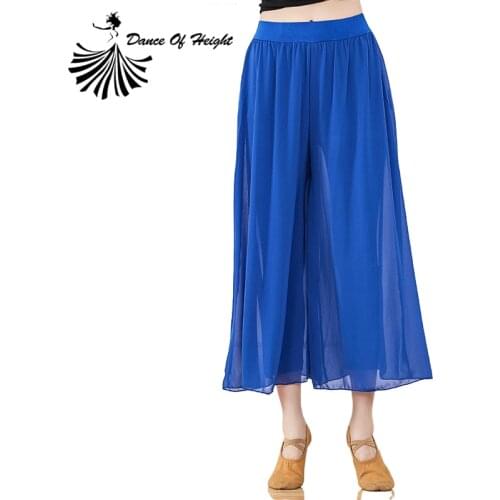 Loose Chiffon Pant Women Classical Dance Practice Harem Pants Wide Leg Flowy Dancer Basic Wear White