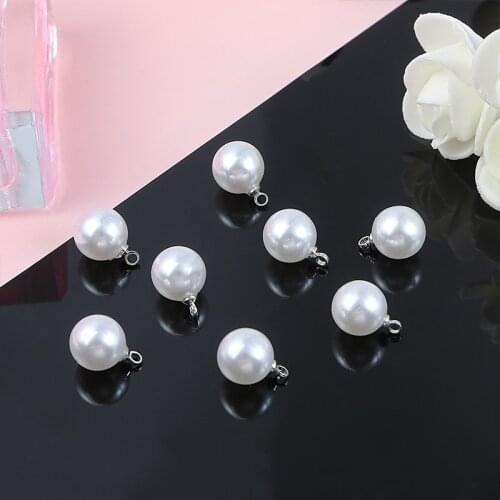 10pcs 6/8/10mm Imitation Pearl Beads DIY Earrings Jewelry Making Crimp End Beads Jewelry Findings Charms Pendant Accessories