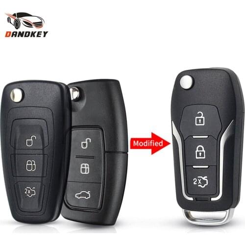 Dandkey 3 Button Modified Flip Folding Remote Key Shell Case HU101 For Ford C Max S Max Galaxy Focus Fiesta Ecosport Kuga Escape