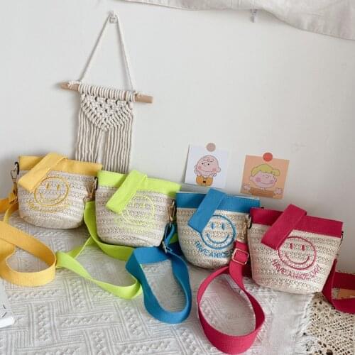 Kids Purses and Handbags 2021 Summer Straw Crossbody Bag for Baby Girls Rattan Coin Pouch Kid Beach Purse Tote