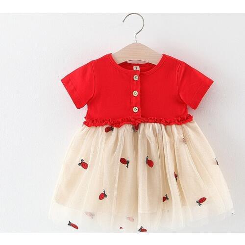 Hot sale 2019 Kids girls new summer dress Baby girls cute short sleeve embroidery cotton mesh princess Dress 1-3 Years