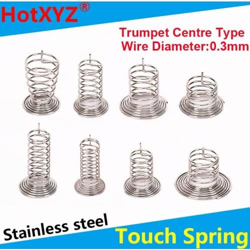 Stainless Steel Horn Type Center Contact Button Key Touch Induction Compression Spring WD 0.3mm for Switch 50piece