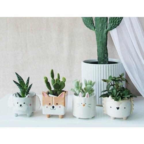 Creative Animal Flower Pot Ceramic Vase Planter Desktop Decoration Gardening Supplies Plant Pot Succulent Pot