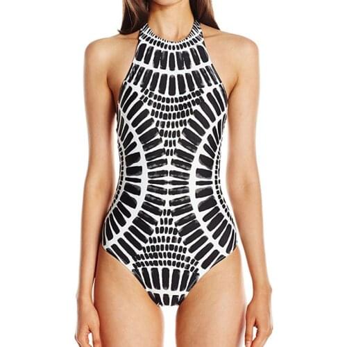 Large Size Swimwear One Piece Swimsuit Women 2021 High Neck Monokini Bandage Bathing Suit Halter Bodysuit Bather Beachwear