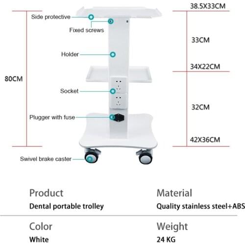 Medical Trolley Dental Cart With Socket For Clinic Stainless Steel Dental Equipment