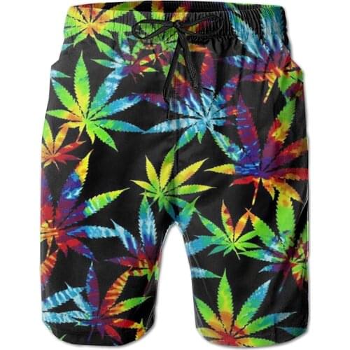 Mens Swim Trunks Printed Beach Shorts Quick Dry Summer Boardshorts With Mesh Lining