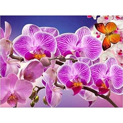 Round Diamond Full Diamond Diamond Painting Set Living Room Dining Room Decoration Children DIY Orchid