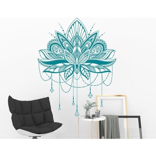Mandala Wall Decal - Mandala Lotus Decal, Gift for Her, Gift for Sister, Best Friend Gift, Henna Design Decal A12-001