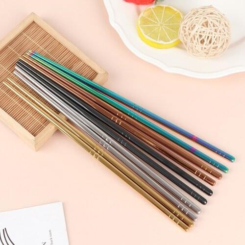 Stainless Steel Chopsticks Metal Color Chopsticks Set Party Festival Supplies