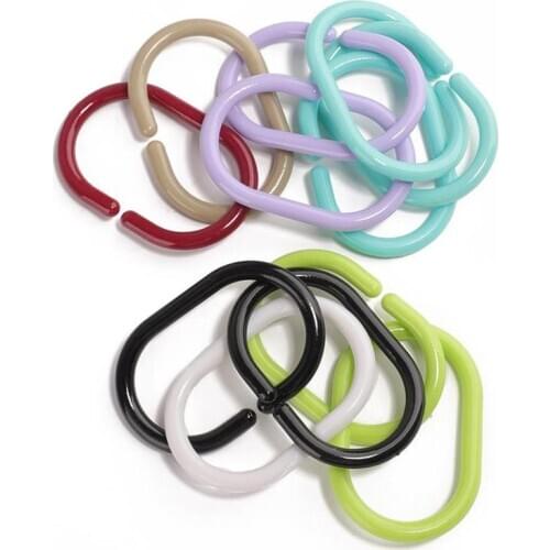 New Hot Curtain Poles Shower Rod Hook Hanger White Color Plastic Ring Bath Drape Loop Clasp Drapery Home Use Clips 12PCS