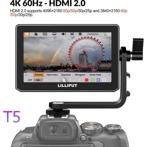 LILLIPUT T5 New HDMI 2.0 4K 60Hz input 5 Inch on Camera DSLR Field Monitor 3D LUT HDR Touch Screen IPS FHD