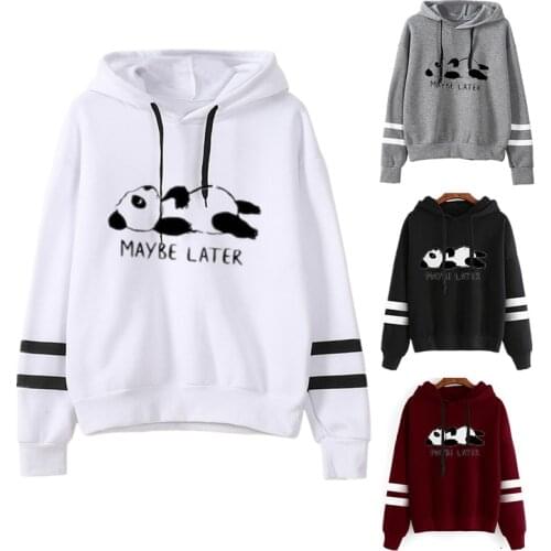 Autumn Hoodies Women Printed Panda Long Sleeve Sweatshirt Casual Young Girl Cute Hooded Pullover Teenager Tops
