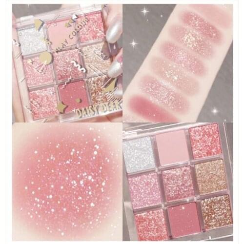 DAISY DEAR 9Color Matte Eyeshadow Palette Glitter Pearl Sequins Waterproof Earth Color Long Lasting Eye Shadow Eyes Makeup TSLM2