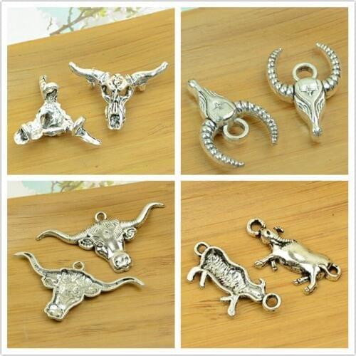 Cattle/ox/cow/oxhead shape charm alloy antique silver animal DIY jewerly accessories making findings man necklace free shipping