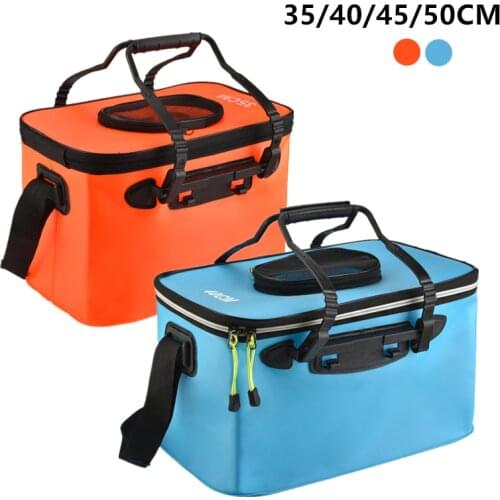 Outdoor Portable Zipper Fishing Bucket Folding EVA Fishing Bag Live Fish Holder Fishing Box Tank
