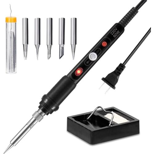 60W Portable Professional Electric Soldering Iron Pen Type 200~450℃ Temperature Adjustable Electric Iron with Switch Button