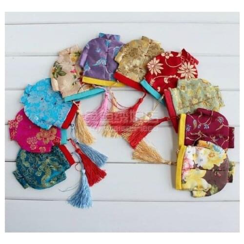Wholesale10pcs Chinese Handmade Vintage Clothe Style Silk Coin Purses Pouch