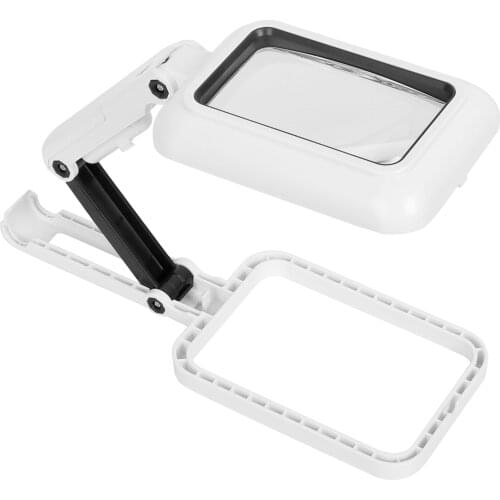 Magnifier Lighted Magnifying Glass Lens Square Magnifier Foldable Tabletop Freestanding Magnifier with Warm and Cool LED Lights