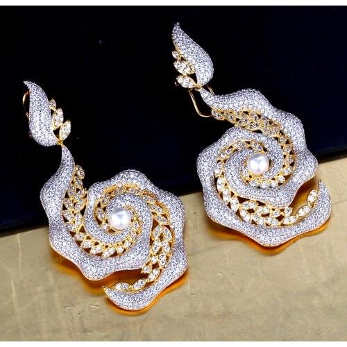 TIRIM Luxury Dangle Earrings for Women Wedding Drop Full Cubic Zironia Pearl Charm Hyperbole Fashion Jewelry New Arrivals 2020