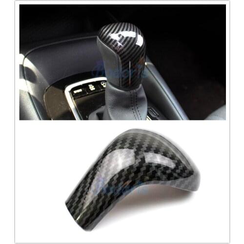Carbon Fiber Color Front Shift Head Trim Gear Knob Cover Chrome Car Styling For Toyota Corolla 2019 Accessories