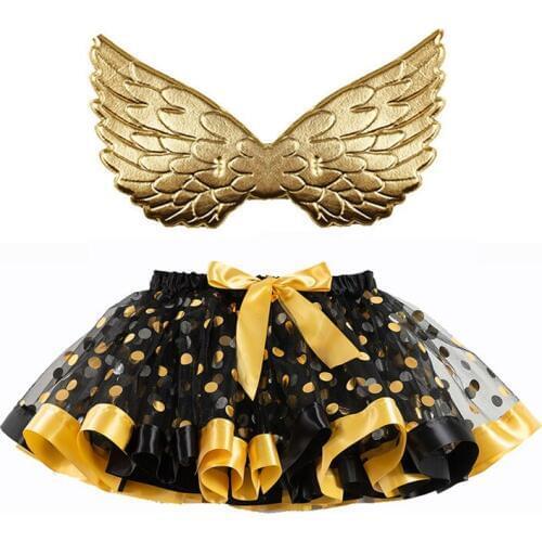 Halloween Performances Baby Girl Tutu Skirt With Wing Pastel Rainbow Tutu Dot Short Dance Skirt Kids Girl Pretty Skirts 2-6year
