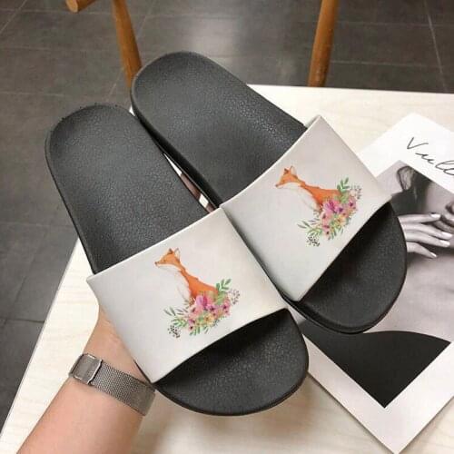 Cartoon animal Fox women slippers ladies flip flops indoor home slipper Non-Slip Soft Sole Lovers Bathroom Shoes Casual Sandals