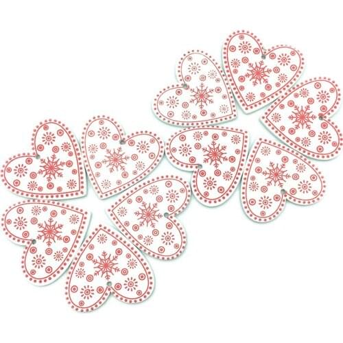 10PCS Heart Shaped Christmas Wood Ornaments Unfinished Round Wood Circles with Holes for DIY Holiday Hanging Decorations