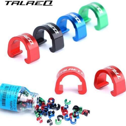 100 pcs Cycling Bike Brake Cable Guides Clips Bicycles Gear Shift Line Wire Housing Hose Guides Aluminium Alloy C Buckles Clamps