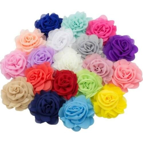3.5" Chiffon Rosette Flower for Girls Headbands Flat Back Kids Hair accessories 60PC/LOT