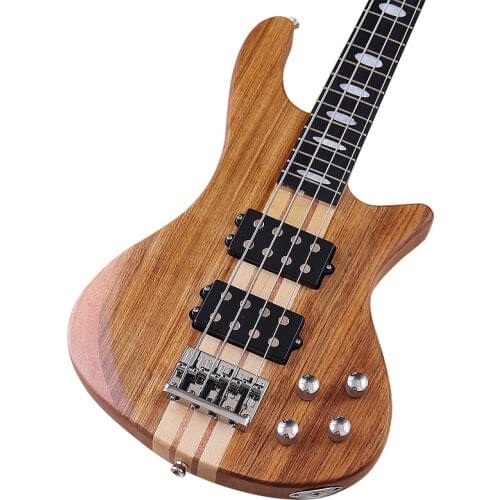 Neck Through 4 String Electric Bass Guitar 43 Inch Ashwood Body Natural Color Active Bass Guitar Canada Maple Neck High Quality