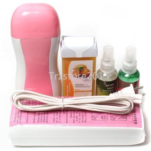 5pcs/set Hair Removal Roll-On Depilatory Heater + Spray + Lemon Waxing Strips Kit